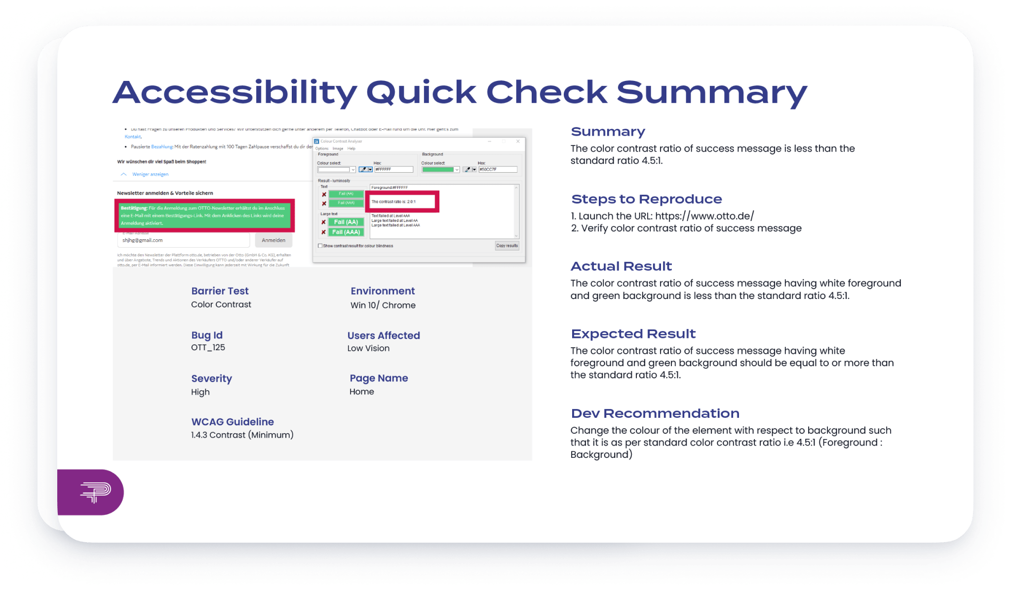 Accessibility summary raport